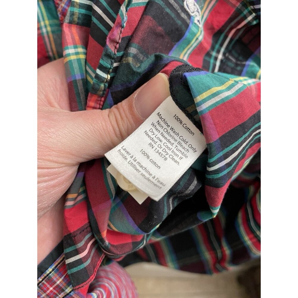 Vineyard Vines Womens Cotton Plaid Patch Shirt Sz 00 Color Block - Picture 9 of 11